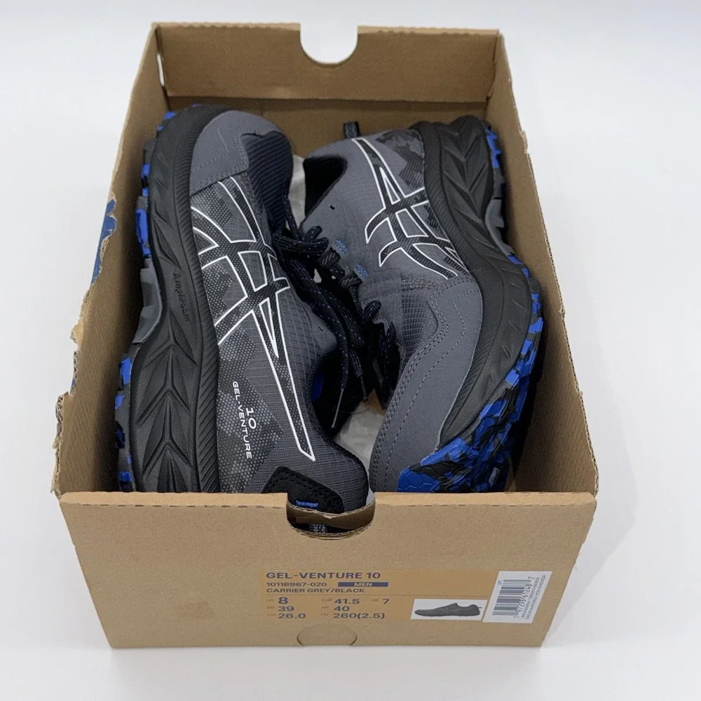 ASICS Gel-Venture 10 Men's Size 8 Grey Blue Black Running Shoes 1011B967-020 NEW